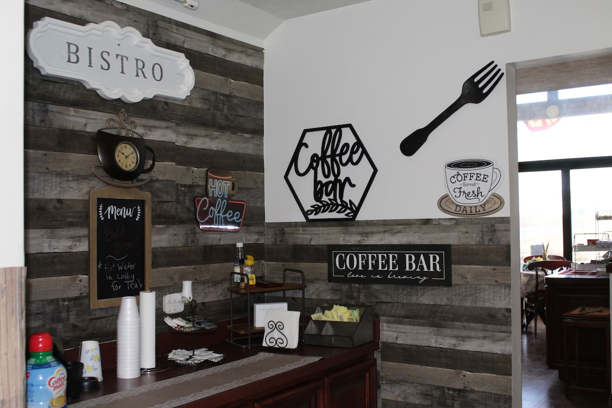Coffee and tea bar in the lobby